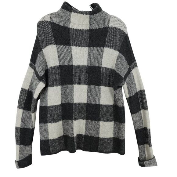 Tahari Buffalo Plaid Wool Blend Mock Neck Sweater - Picture 1 of 9